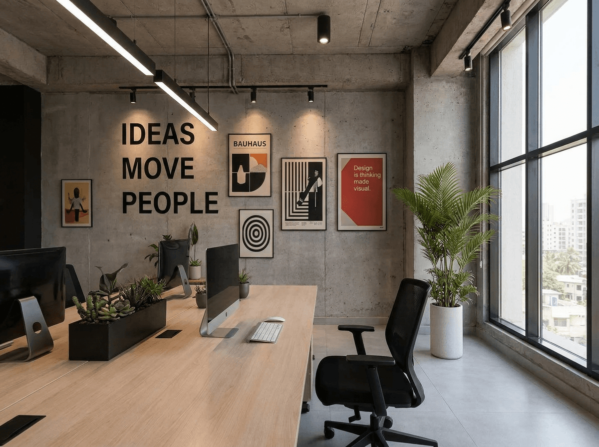 Moovo studio in Baghdad — Ideas Move People on the office wall